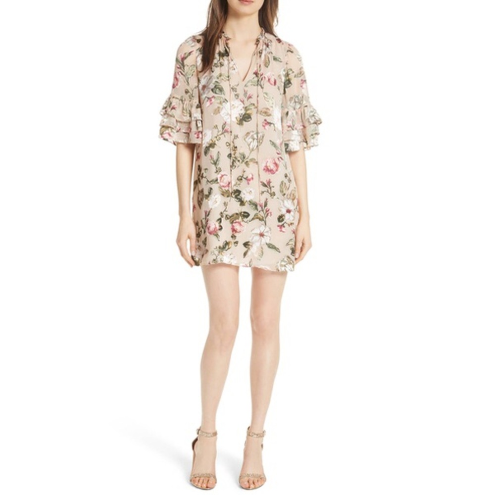 NWT Alice + Olivia Julius Tiered Sleeve Silk  Dress